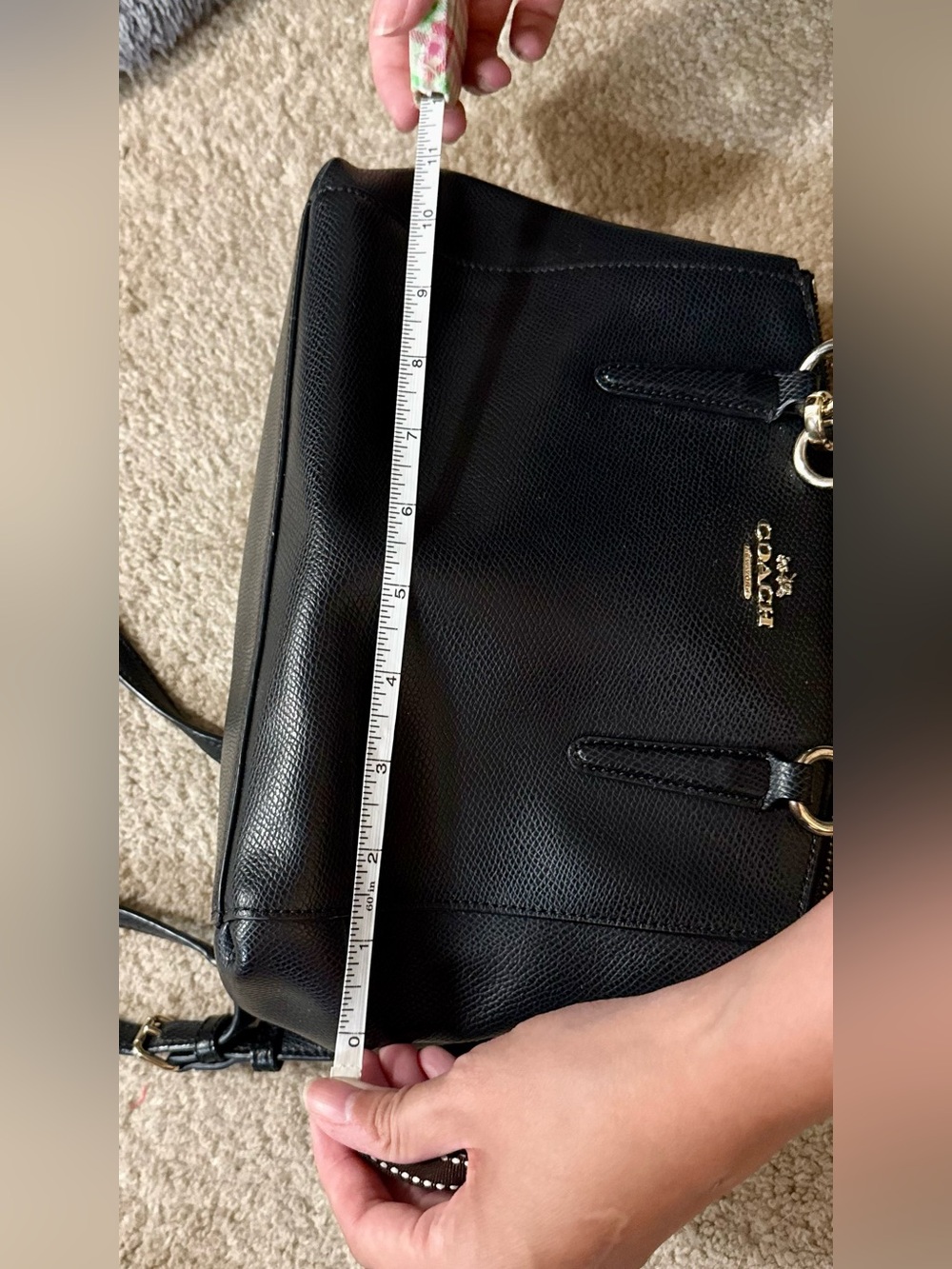 Coach Black Pebbled Leather Shoulder Bag with Gold Hardware - Picture 6 of 14